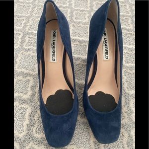 Karl Lagerfeld blue suede pumps